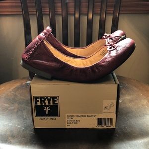 Frye Carson ballet shoes in burnt red. Size 8.